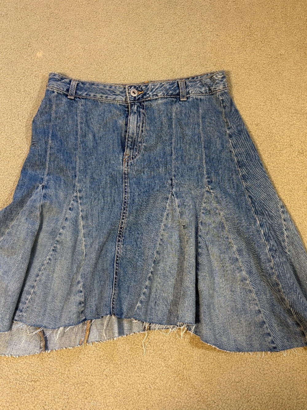 Zara asymmetrical denim midi skirt